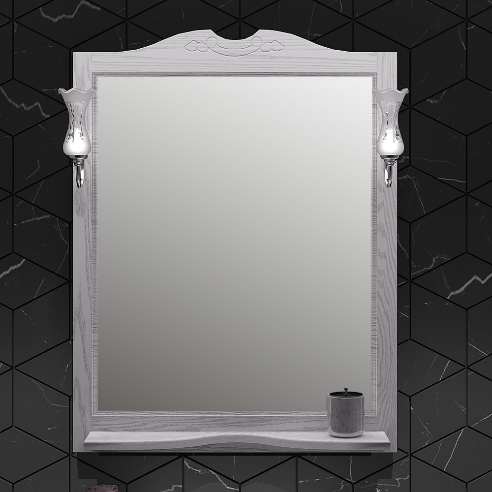 Зеркало для ванной Opadiris Тибет 80 ясень/белое серебро зеркало мебелик васко в 61н венге серебро п0001862