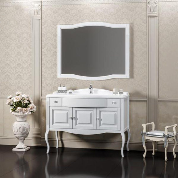 Мебель для ванной Opadiris Лаура 120 белый без патины хром зеркало для ванной opadiris лоренцо 80 белый без патины