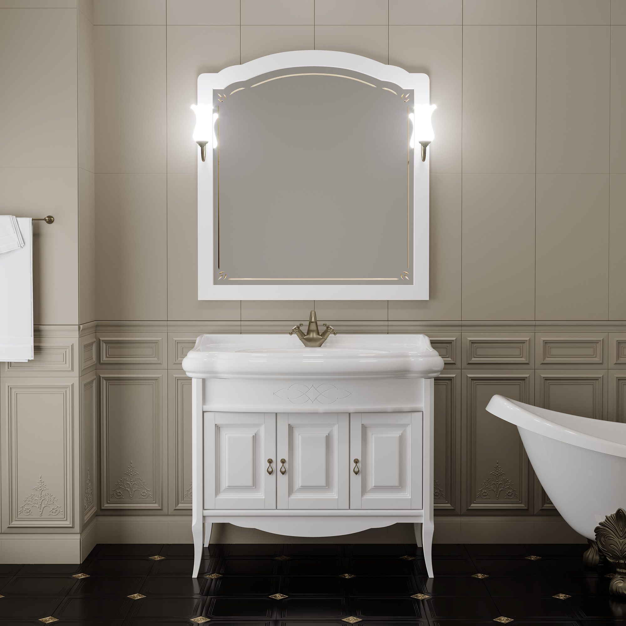 Мебель для ванной Opadiris Лоренцо 100 белый без патины пенал для ванной opadiris лоренцо 45 белый без патины петли справа