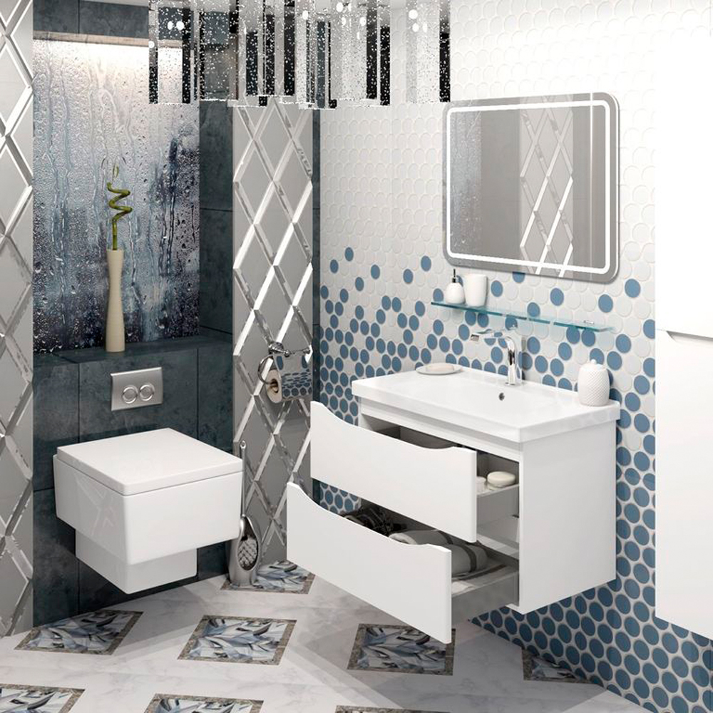 Мебель для ванной Opadiris Элеганс 80 белый матовый Z0000014969+031200-u+Z0000014965 - фото 1
