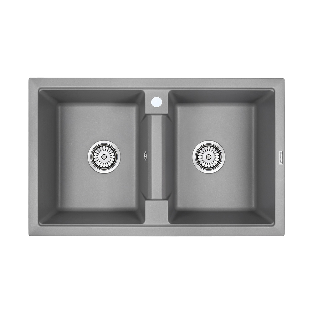 Кухонная мойка Paulmark Zwilling PM238150-GRM серый металлик кухонная мойка paulmark zwilling 81х50 серый pm238150 gr
