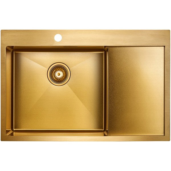 Кухонная мойка Paulmark Elde PM807851-BGL брашированное золото левая