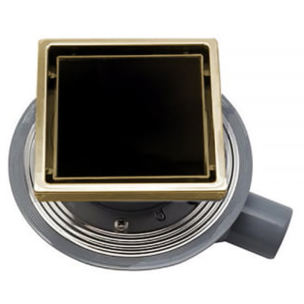 Трап для душа Pestan Confluo Standard 15Х15 Black Glass 1 Gold