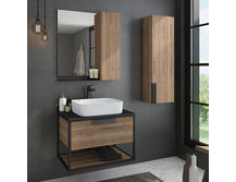 Мебель для ванной Comforty Кёльн 75 дуб темный с черной столешницей