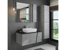 Мебель для ванной Comforty Эдинбург 90 бетон светлый с черной столешницей (78189)