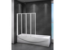 Шторка для ванны Cezares Relax V4 100/140 C Bi прозрачное стекло, профиль белый