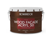 Краска для деревянных фасадов Komandor Wood Facade Akryl 50 A S1321001010 полуглянцевая 9 л