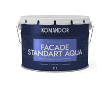 Краска для фасадов Komandor Facade Standart Aqua A S1308001010 глубокоматовая 9 л