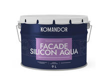 Краска для фасадов Komandor Facade Silicon Aqua A S1309001010 глубокоматовая 9 л