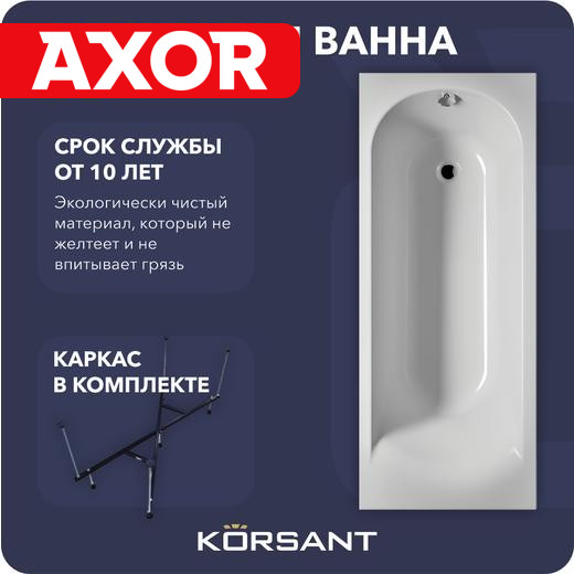 Акриловая ванна Korsant Ing 170х70 на каркасе 17290₽