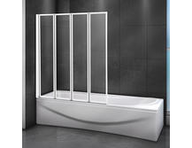 Шторка для ванны Cezares Relax V4 90/140 C Bi прозрачное стекло, профиль белый