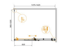 Душевой уголок Cezares 100х140 Stylus-SOFT-AH-1-140/100-C-Cr
