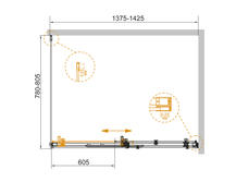 Душевой уголок Cezares 80х140 Stylus-SOFT-AH-1-140/80-C-Cr
