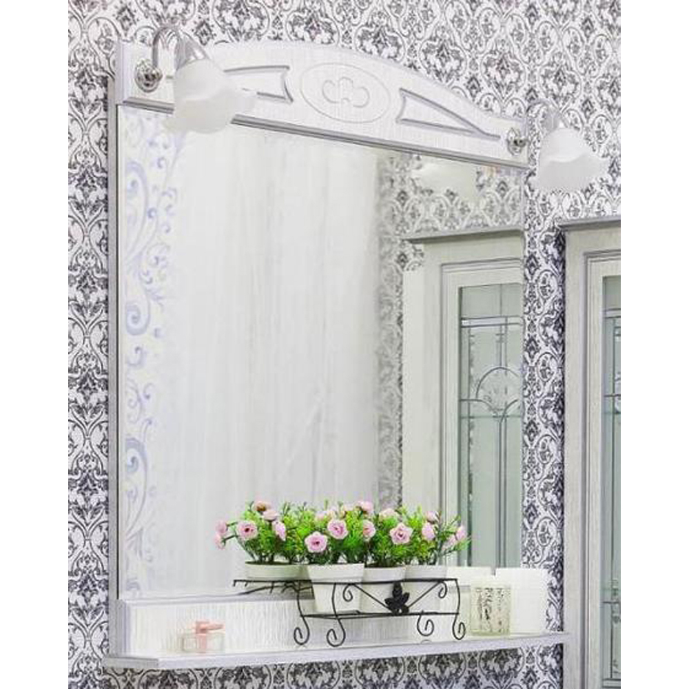 Зеркало для ванной Sanflor Адель 82 белый/патина серебро зеркало для ванной armadi art chelsea 80 поталь серебро