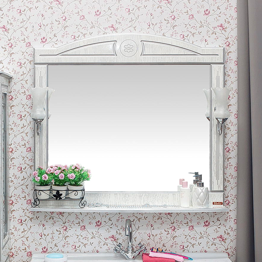 Зеркало для ванной Sanflor Адель 100 белый/патина серебро зеркало шкаф mixline нептун 75х77 белый 4640030867769