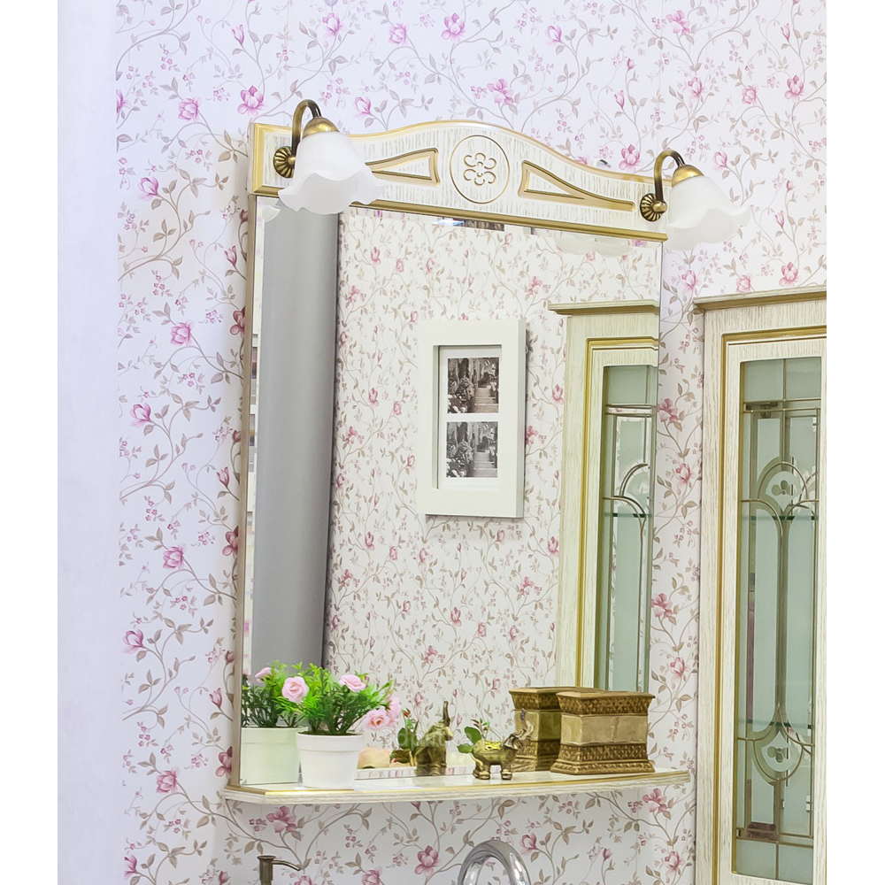 Зеркало для ванной Sanflor Адель 65 белый/патина золото зеркало шкаф mixline крит 60 патина золото 4640030868612