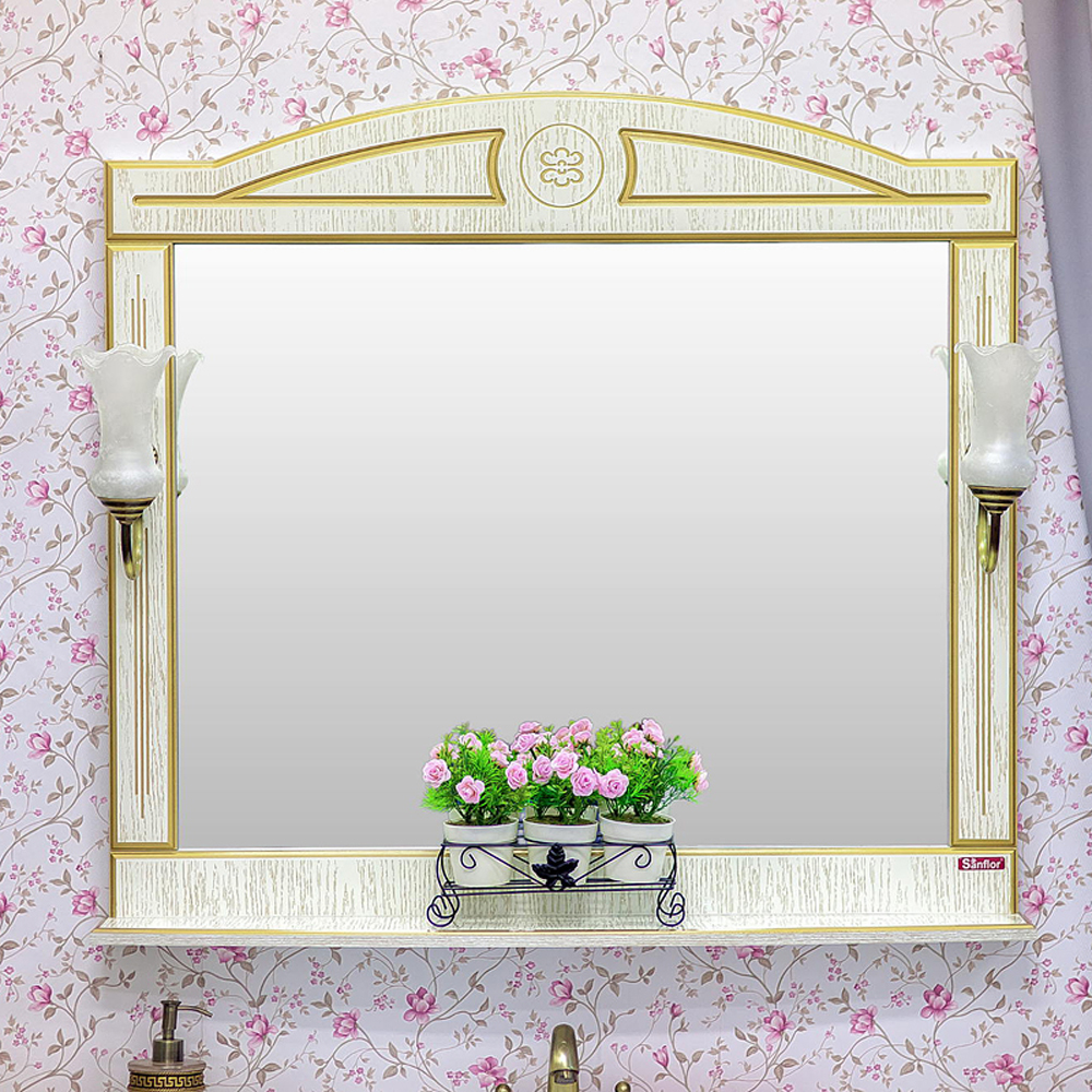 Зеркало для ванной Sanflor Адель 100 белый/патина золото