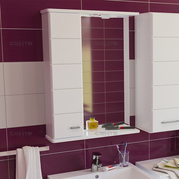 Зеркало для ванной СанТа Омега 50 левый шкаф для ванной санта омега 50 горизонтальный