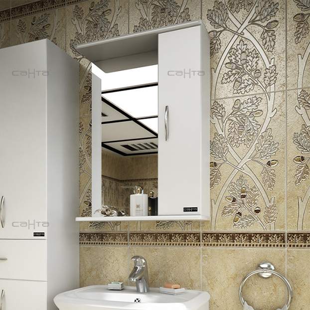 Зеркало для ванной СанТа Прима 50 универсальное белое зеркало для ванной санта сатурн 100