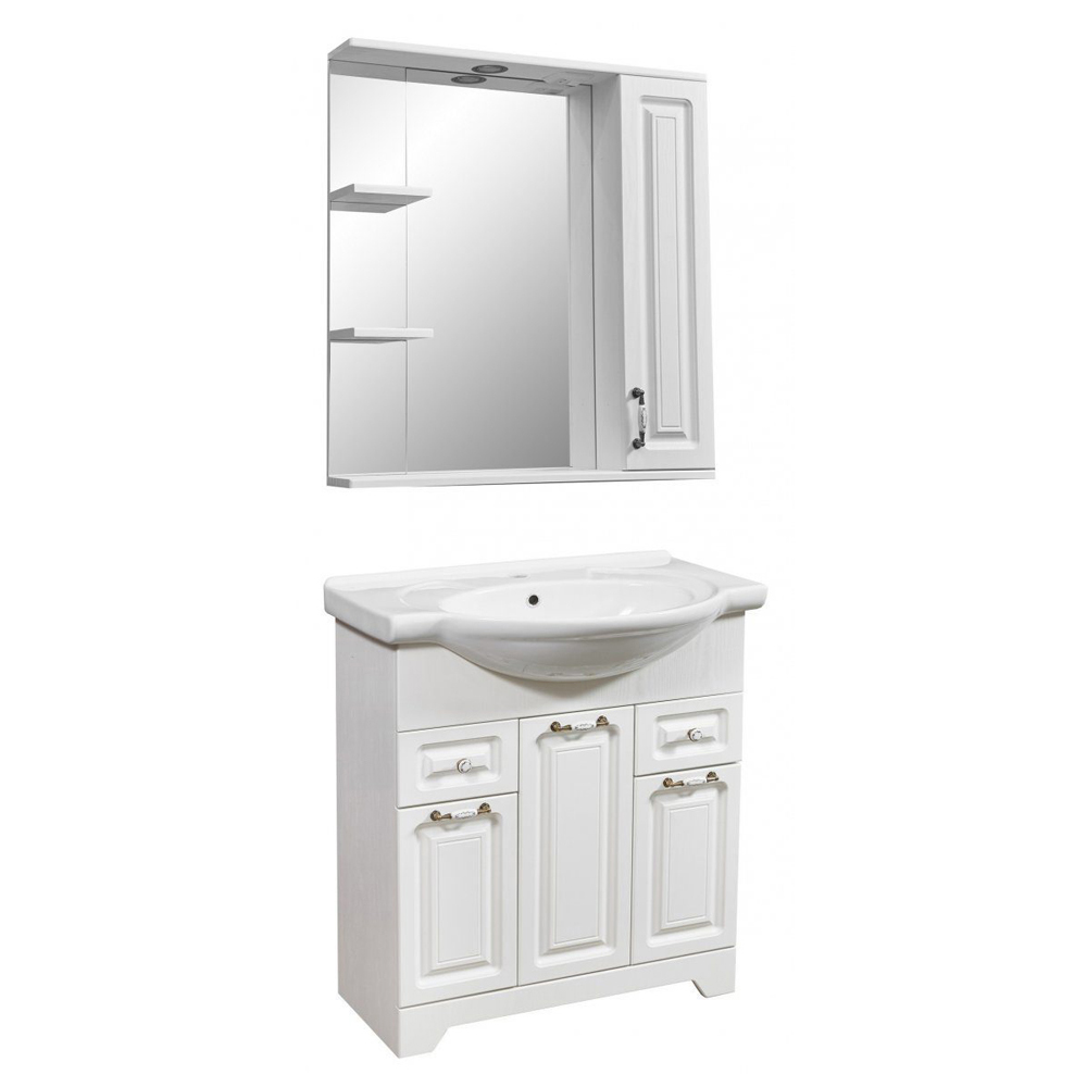 Мебель для ванной Stella Polar Кармела 75 ольха белая зеркало для ванной stella polar кармела 60 ольха белая