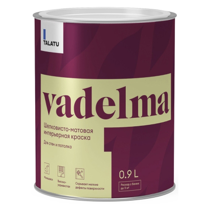 Краска для стен и потолков Talatu Vadelma A S1203001001 шелковисто-матовая 0,9 л