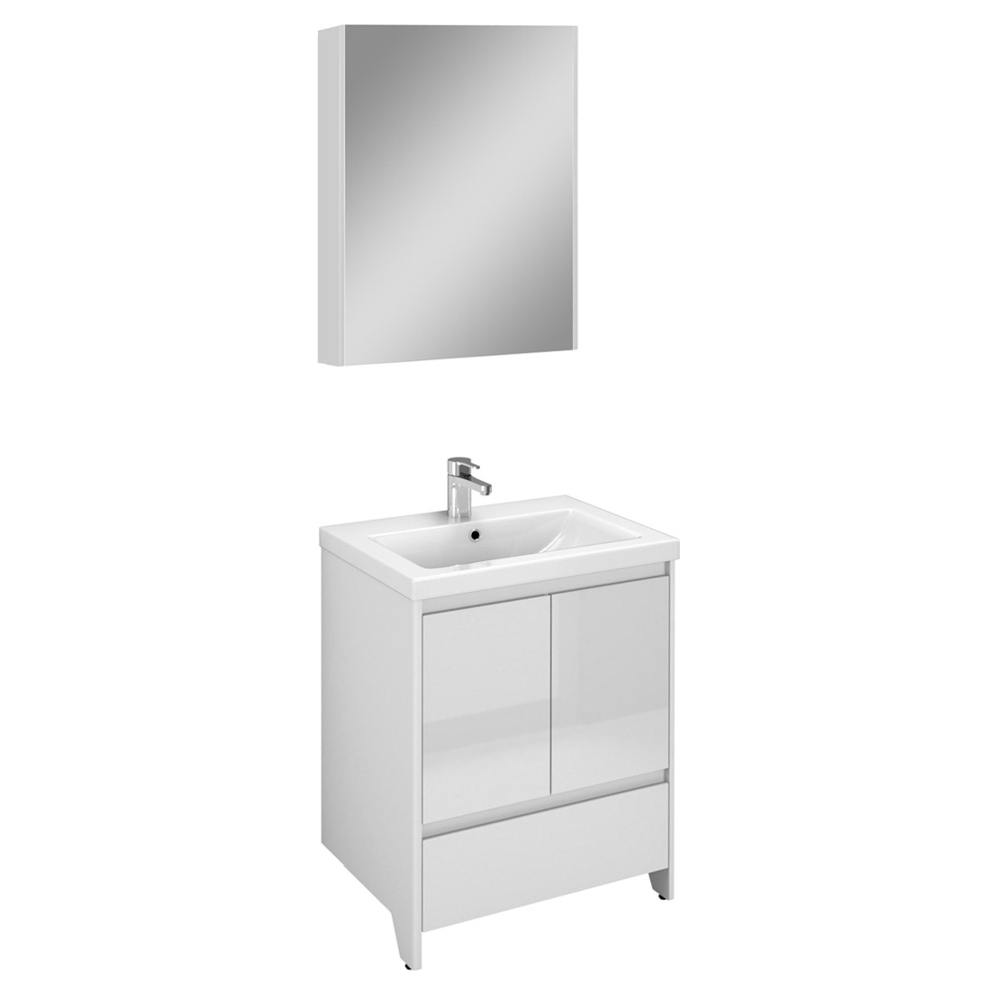 Мебель для ванной Velvex Klaufs 60.2D.1Y белый глянец