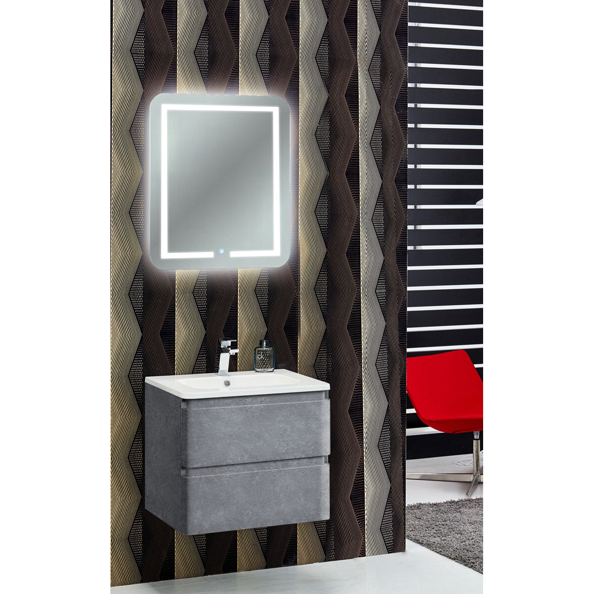 Мебель для ванной Vincea Roberta 60 Stone, цвет черный VMC-1R600MS+VCB-1RA600W+VLM-2D550 - фото 1