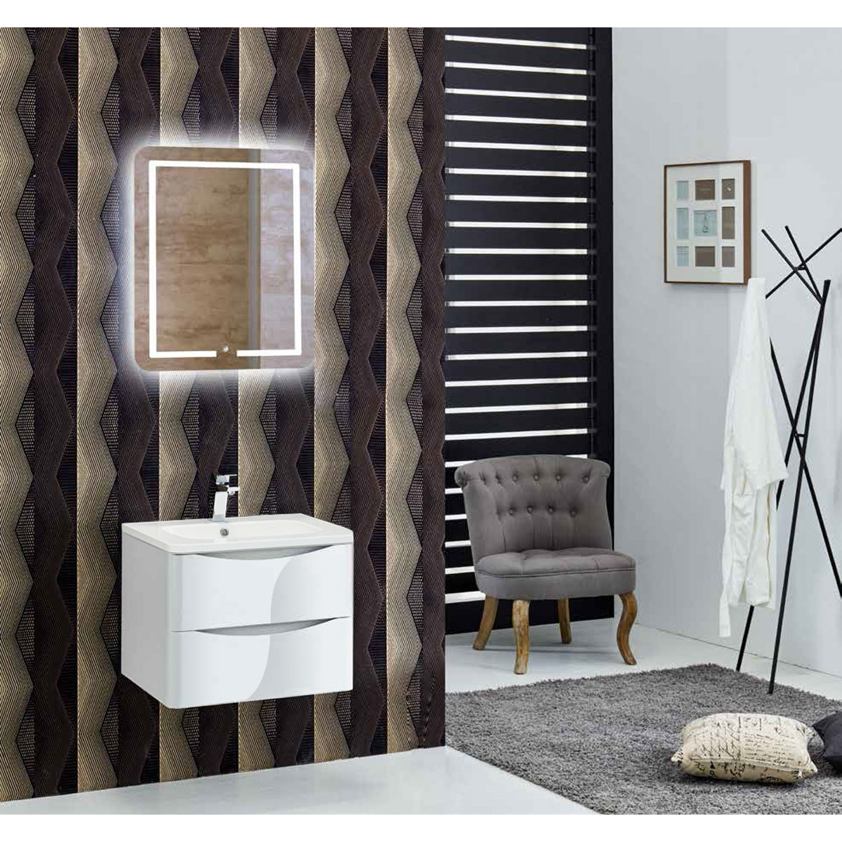 Мебель для ванной Vincea Roberta 60 L.White, цвет белый VMC-1R600LW+VCB-1RA600W+VLM-2D550 - фото 1