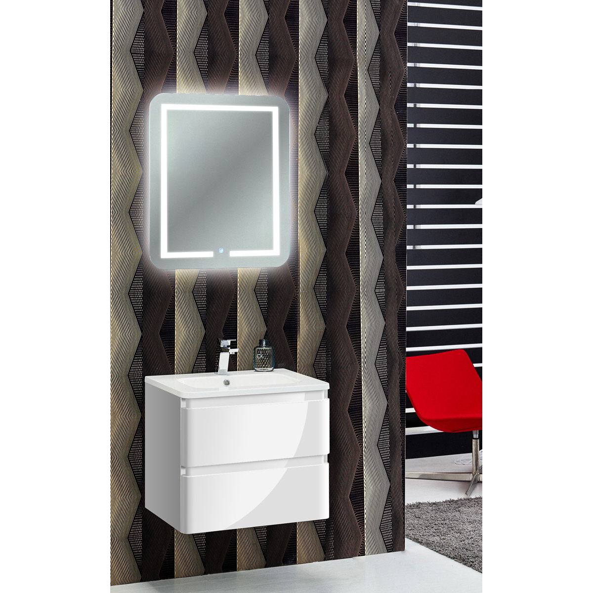 Мебель для ванной Vincea Alba 60 L.White, цвет белый VMC-1A600LW+VCB-1RA600W+VLM-2D550 - фото 1
