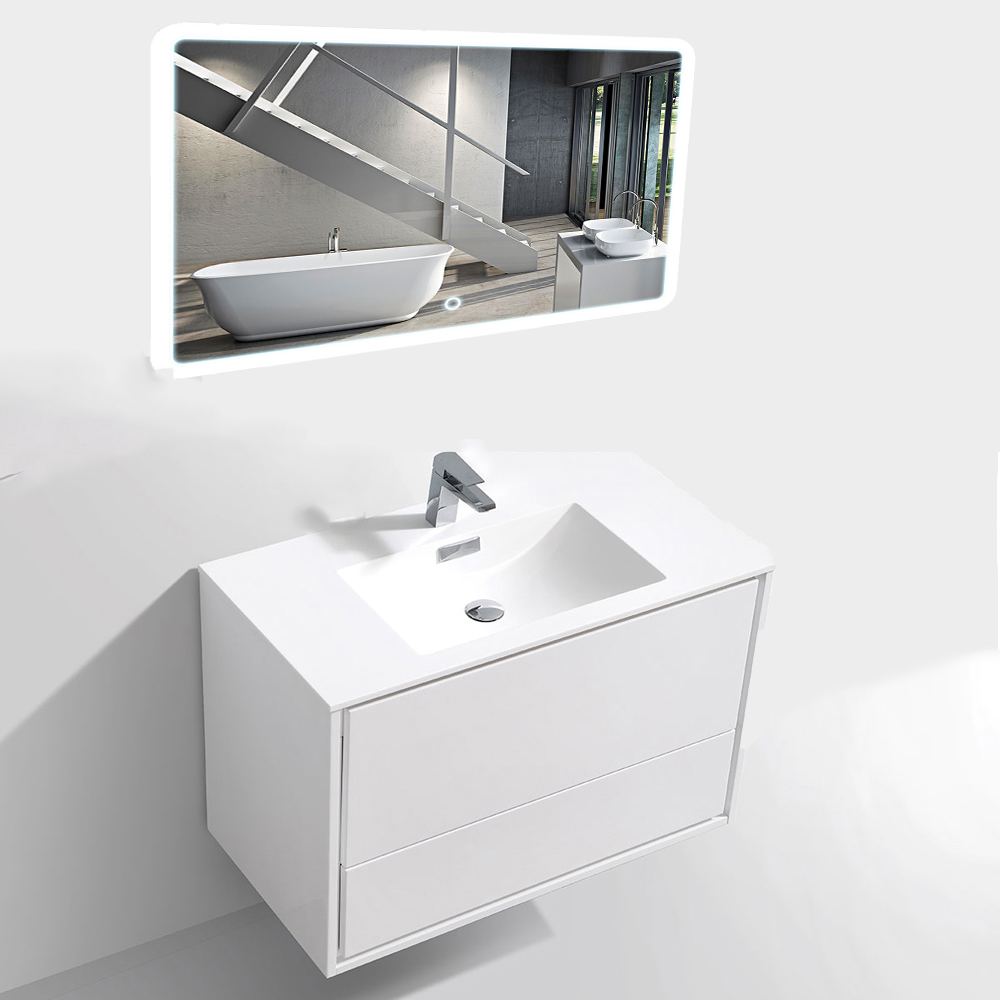 Мебель для ванной Vincea Alessia 90 L.White, цвет белый VMC-1S900LW+VCB-14900W+VLM-2A915 - фото 1