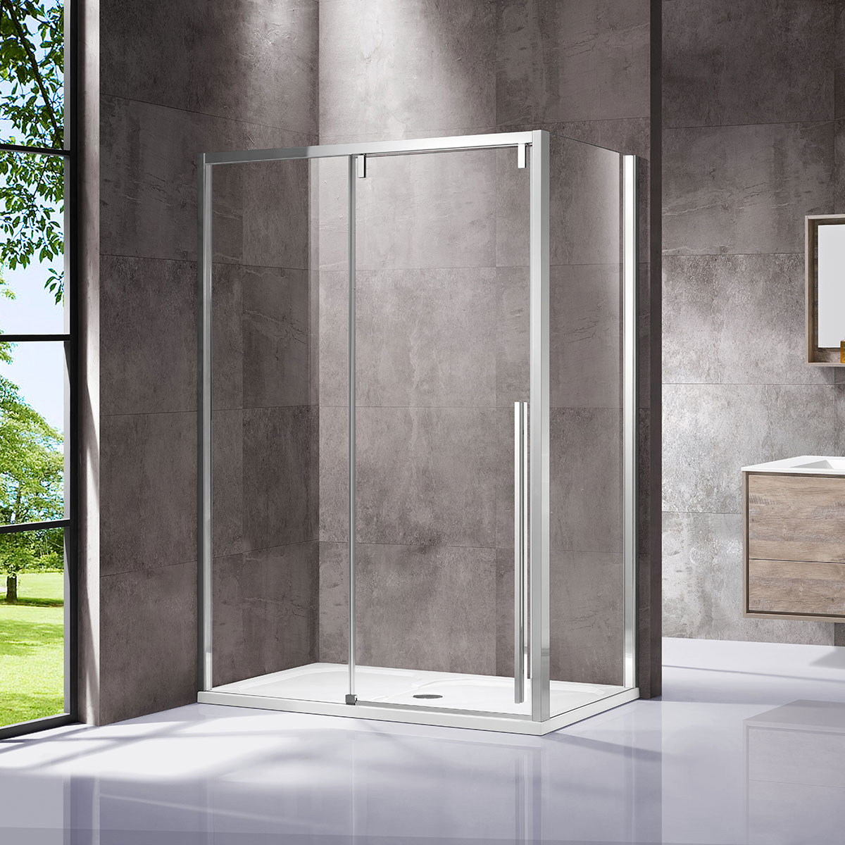 

Душевой уголок Vincea Lugano VSR-1L8015CL-1 хром, стекло прозрачное, Прозрачный